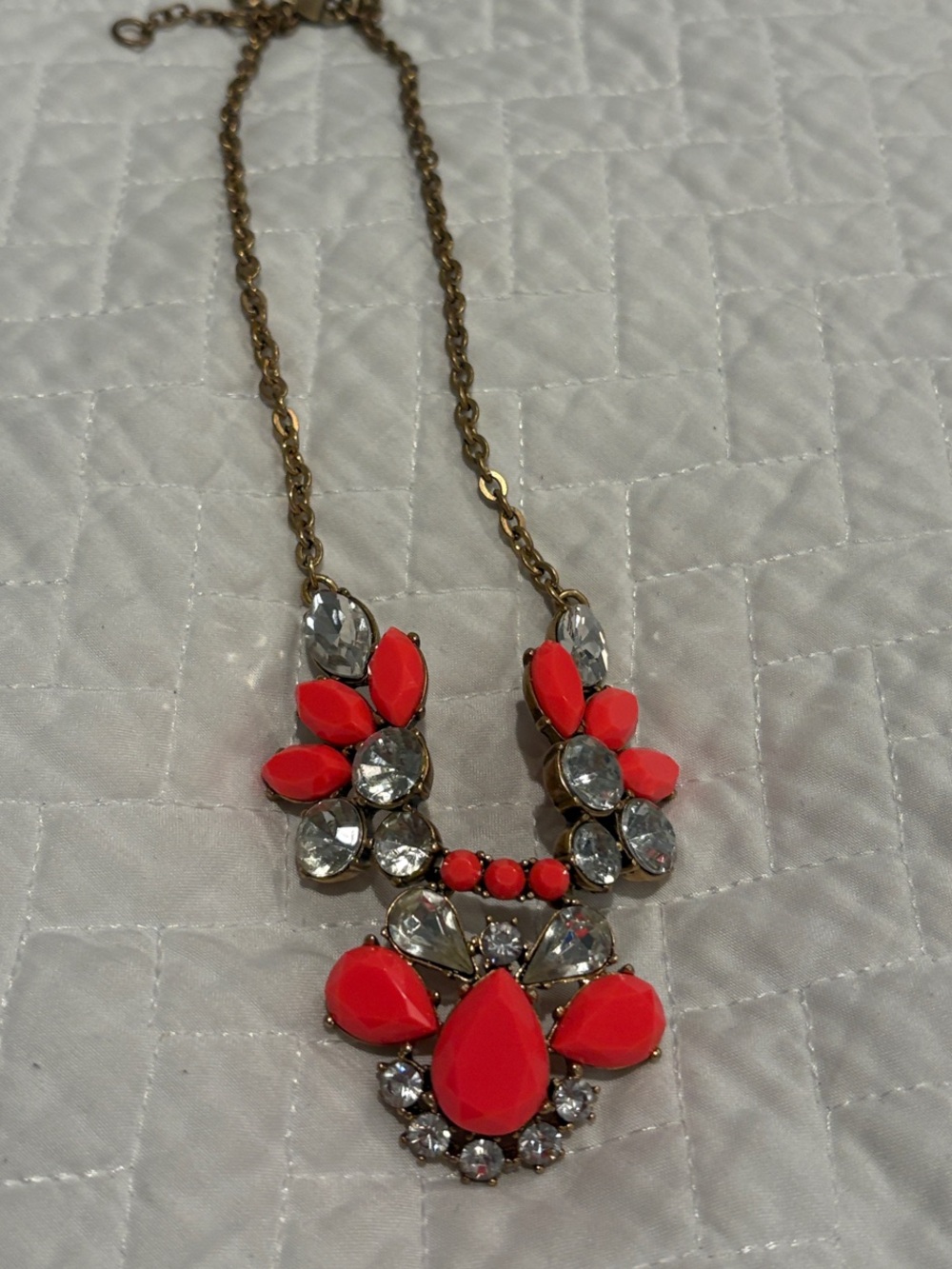 Vintage J Crew Coral Statement Bib Necklace